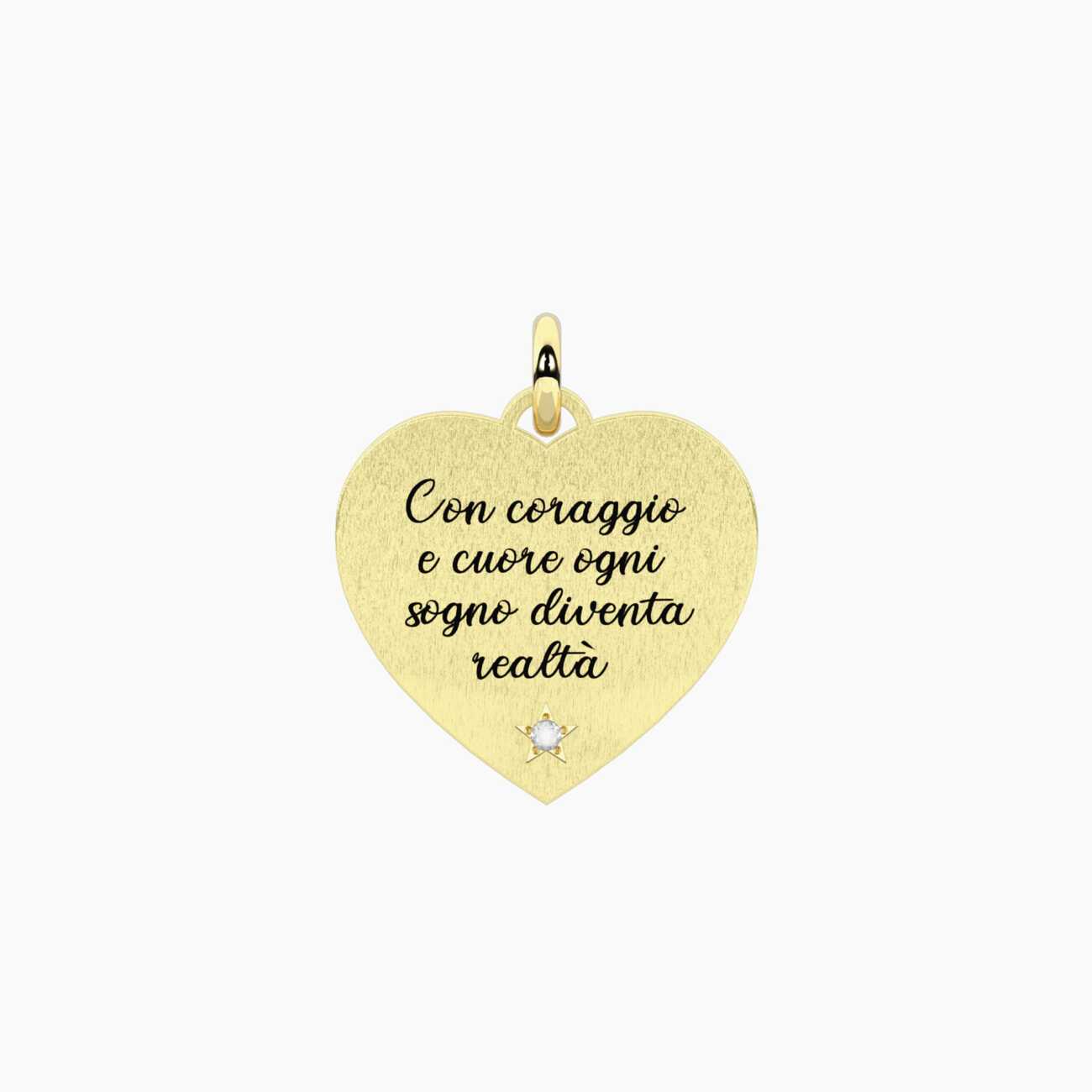 Ciondolo kidult dorato cuore con scritta Sogno diventa realtÀ 741363