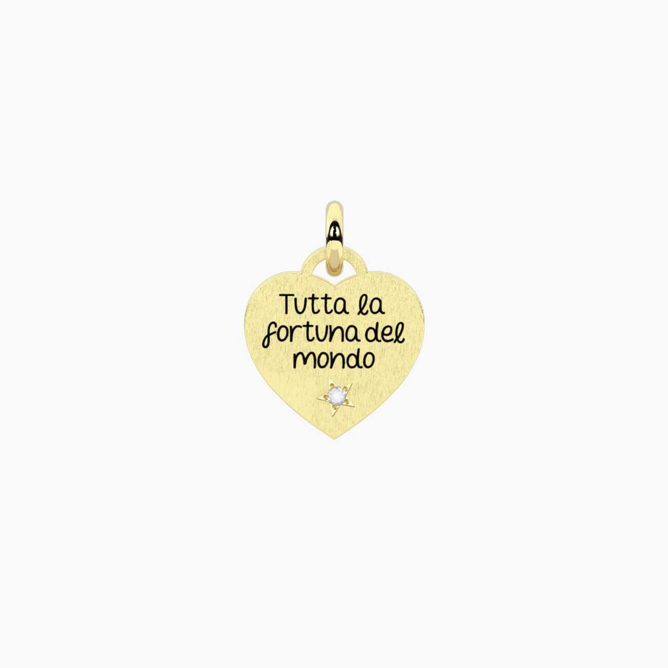 Ciondolo kidult cuore dorato con scritta fortuna Tutta la fortuna 741365