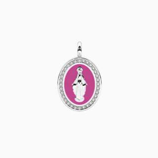 Ciondolo kidult ovale con madonnina smaltata rosa 741372  Elementi per Bracciali