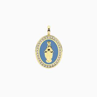 Ciondolo kidult ovale con madonnina smaltata azzurro 741373  Elementi per Bracciali