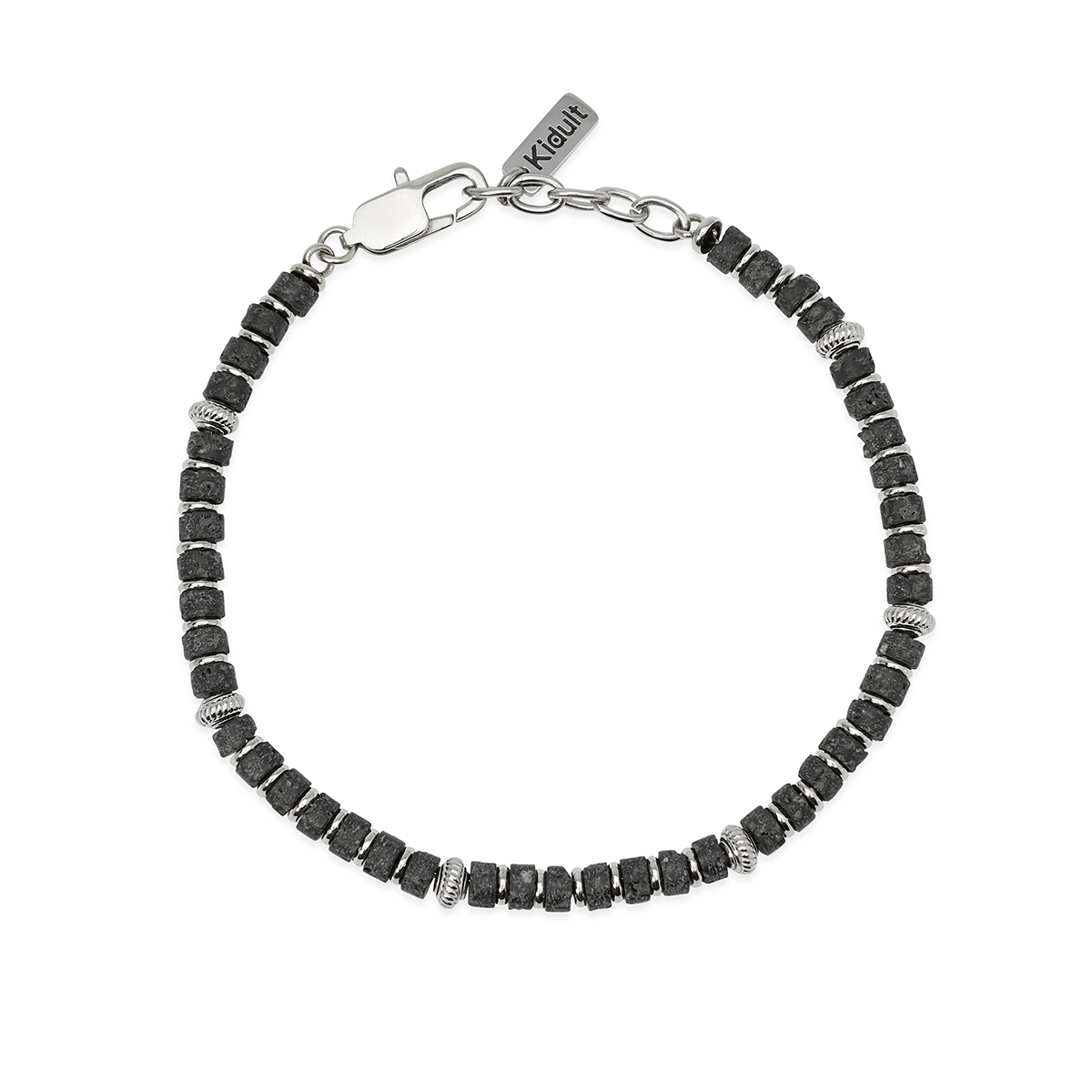 Bracciale kidult uomo in acciaio e pietra lavica 831180