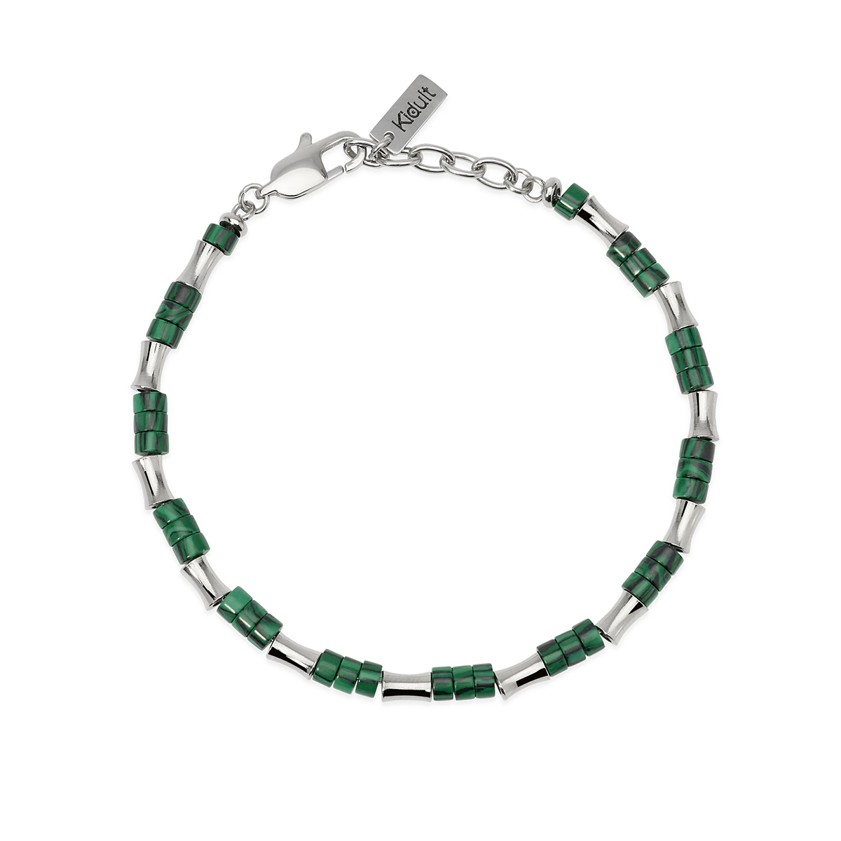 Bracciale kidult uomo in acciaio e malachite sintetica verde 831181