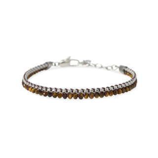 Bracciale kidult uomo in acciaio occhio di tigre e nylon marrone 831198  Bracciali