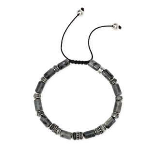 Bracciale kidult uomo in acciaio labradorite e diaspro grigio striato 831207  Bracciali