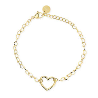 Bracciale kidult in acciaio dorato catena cuori e ciondolo cuore 831216  Girocolli
