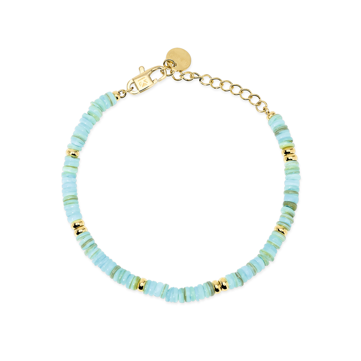 Bracciale kidult in acciaio dorato e conchiglie azzurre 831237