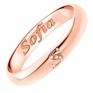 Fede Polello Lettere d’Amore 2 nome Sofia in oro rosa e diamanti 3112UR  Fedi Nuziali