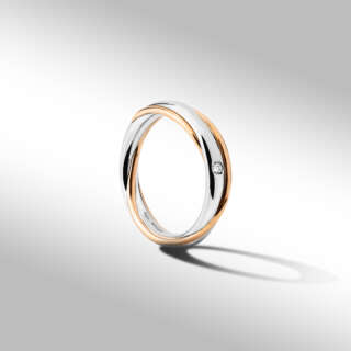 Fede Polello Vita bicolor oro rosa e bianco con diamante 2692DBR   Fedi Bicolore Fedi Nuziali
