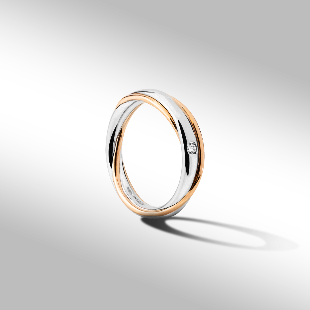 Fede Polello Vita bicolor oro rosa e bianco con diamante 2692DBR