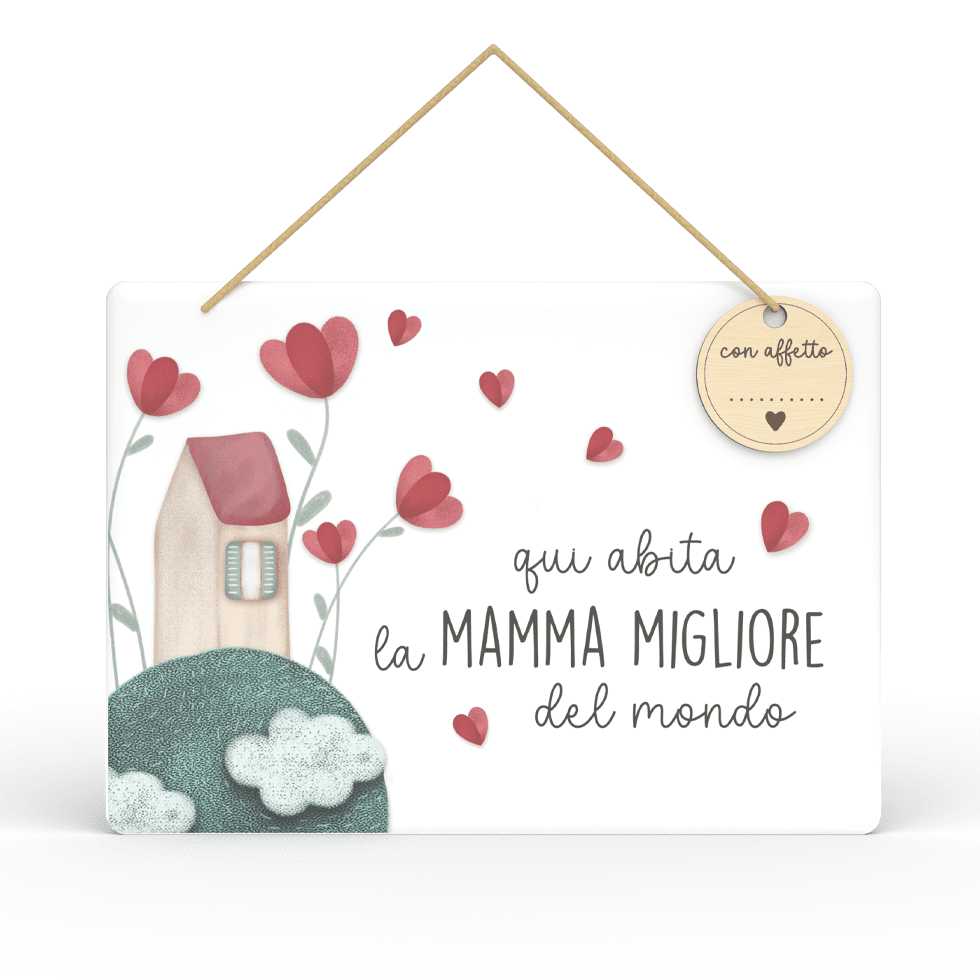Targa Rettangolare con Tag Mamma Mia L'angolo delle idee mamma migliore del mondo TAR_RT_215_MAM04