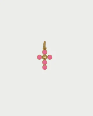 CharmBar Charm Croce Pallini Smalto Rosa  CB-LCN 95  Elementi per Bracciali