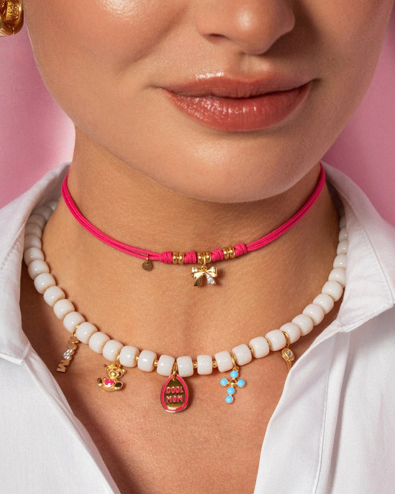 CharmBar Charm Croce Pallini Smalto Rosa CB-LCN 95 - immagine 2