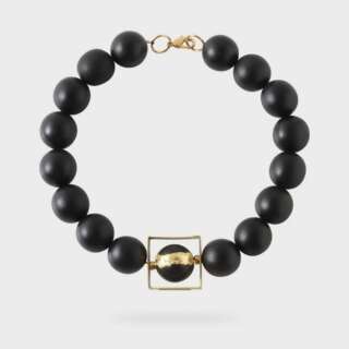 Collana Katerina Vassou con perline di legno e foglie d'oro 307168G  Girocolli