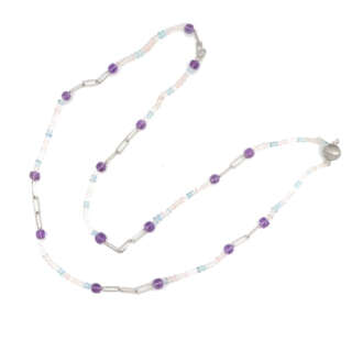Collana lunga in metallo con ametista e morganite TRICE11  Collane Lunghe
