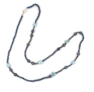 Collana in argento 925 con perle di fiume e acquamarina TRICE10  Collane Lunghe