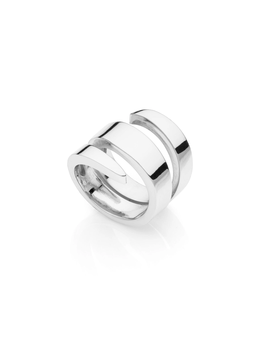 Anello unoaerre argentato a spirale 010EXA0030000-2401  Anelli Fascia