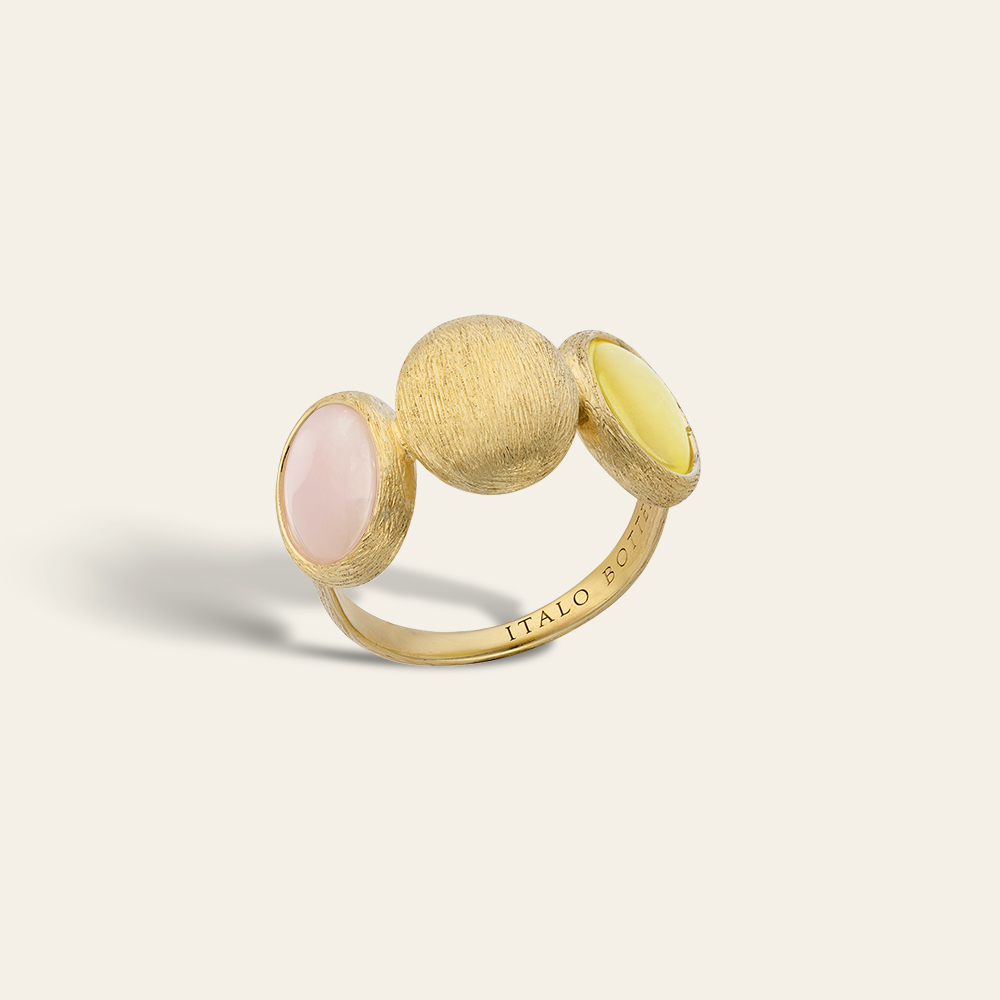 Anello trilogy Italo Bottene collezione opalia con Opale rosa e quarzite gialla  IB-2002-AN-YYGOOP  Anelli