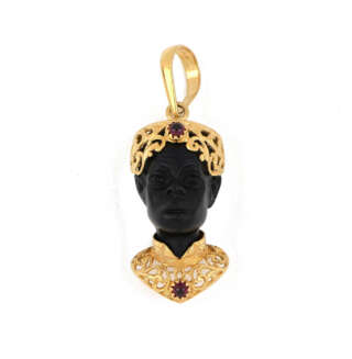 Pendente vintage moro siciliano in oro giallo 18 kt e granato CPA342 Collane e Pendenti Pendente vintage moro siciliano in oro giallo 18 kt e granato CPA342 Collane e Pendenti