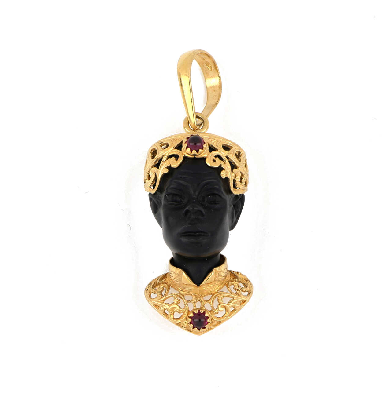 Pendente vintage moro siciliano in oro giallo 18 kt e granato CPA342  Collane e Pendenti
