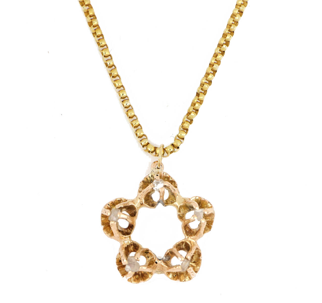 Collana con pendente vintage in oro giallo 18 kt e rosette di diamanti CPA343  Collane e Pendenti