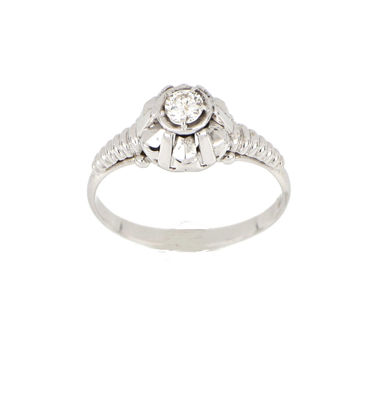 Anello solitario anni 60 in oro bianco 18 kt e diamante CAP338  Anelli