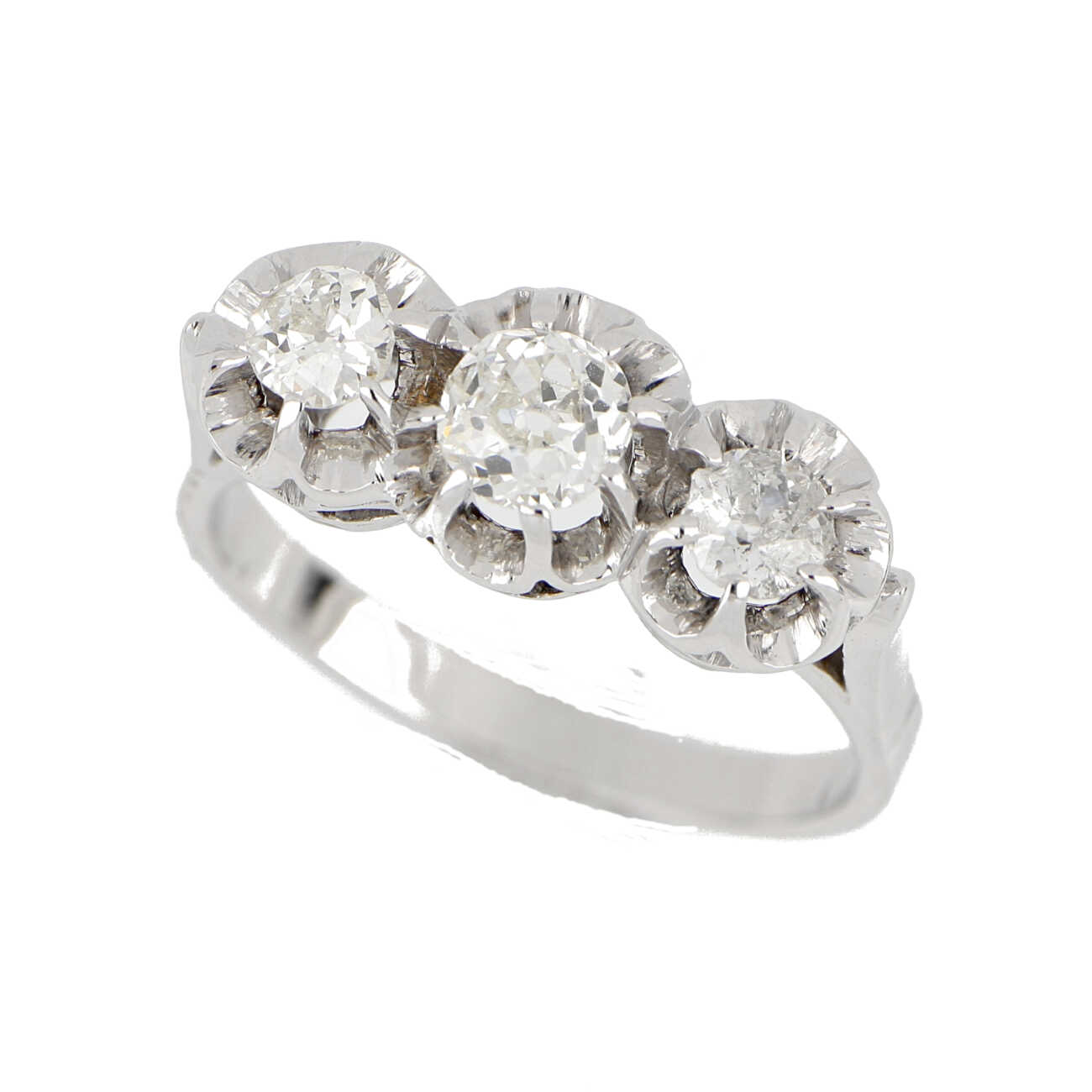 Anello trilogy anni 60 in oro bianco 18 kt e diamanti CAP339  Anelli