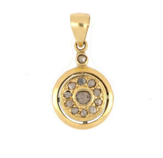 Pendente vintage in oro giallo 18 kt e rosette di diamante CPA340  Collane e Pendenti