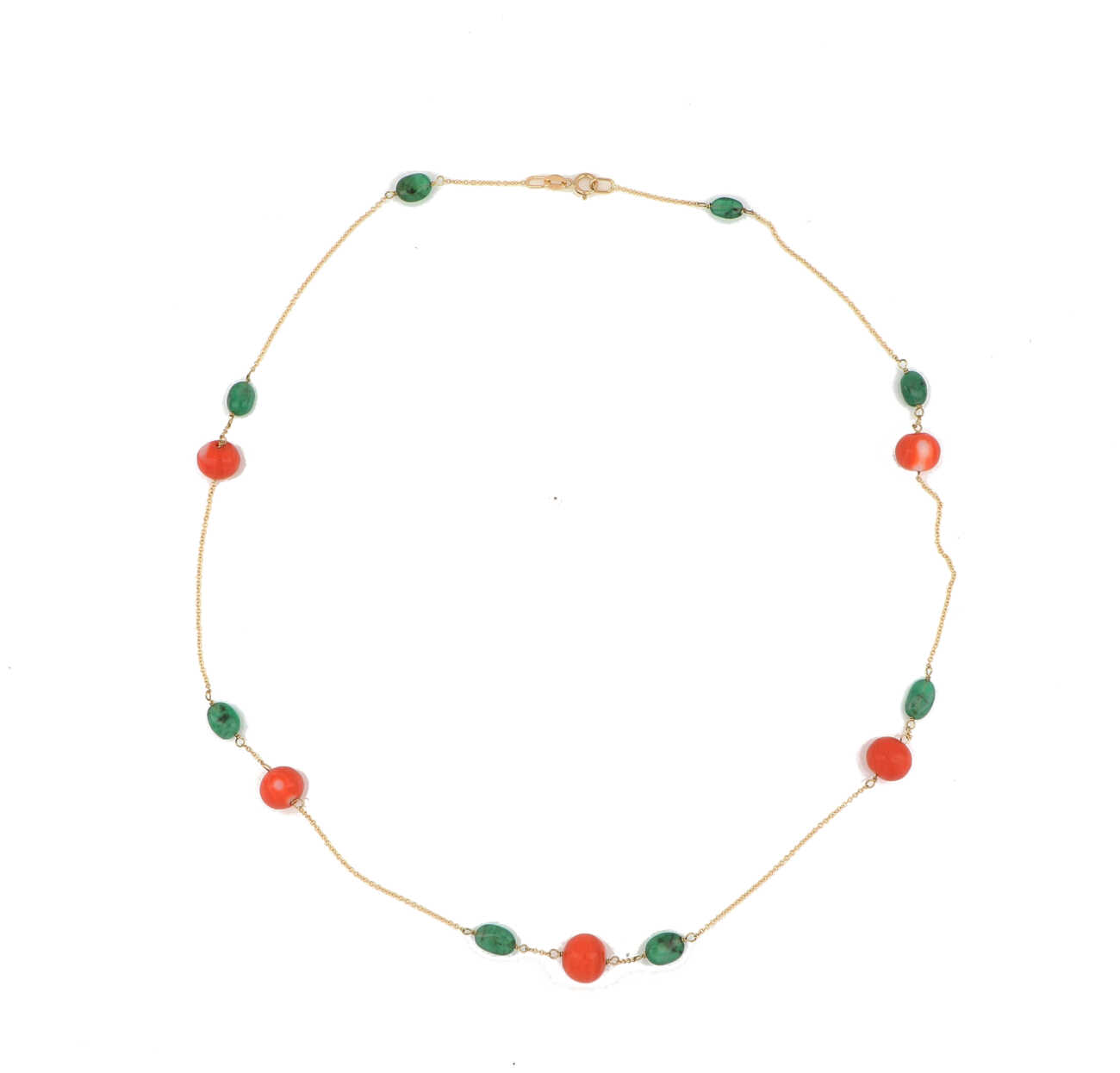 Collana in oro giallo 18 kt con coralli e smeraldi  BLD095  Girocolli