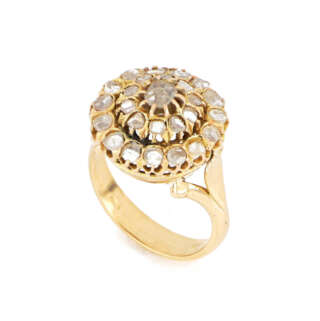 Anello vintage in oro giallo 18 kt e rosette di diamanti CPA348  Anelli