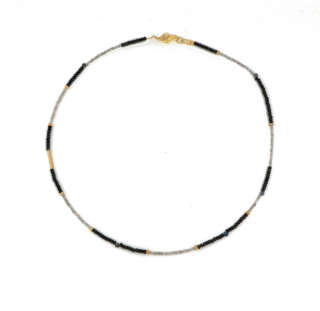 Collana in argento 925 dorato con opale spinelli neri e labradorite VNI009   Collane Girocolli