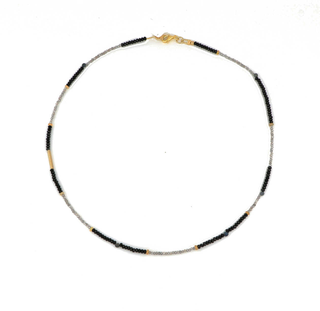 Collana in argento 925 dorato con opale spinelli neri e labradorite VNI009   Collane Girocolli