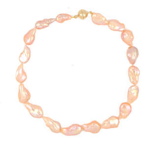 Collana di perle barocche color salmone BLD054  Girocolli