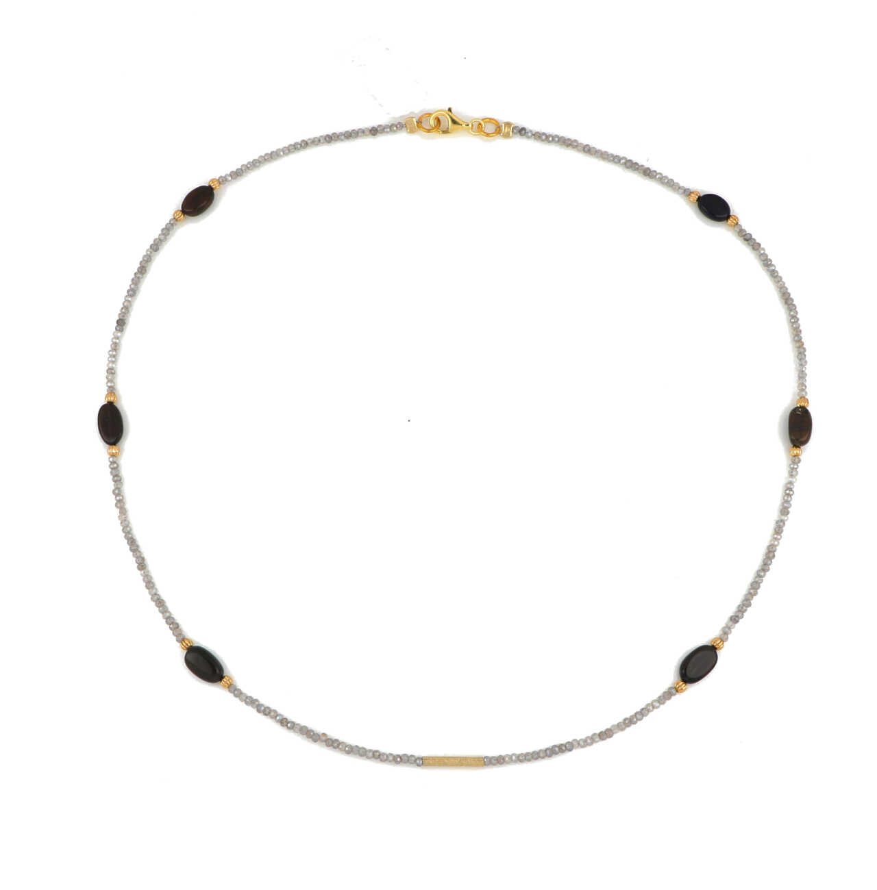 Collana in argento 925 dorato con labradorite e opale VNI004   Collane Girocolli