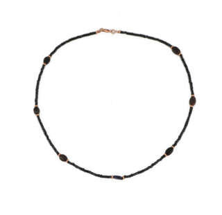 Collana in argento 925 rosato con opale e spinelli neri VNI007 Collane Girocolli Collana in argento 925 rosato con opale e spinelli neri VNI007 Collane Girocolli