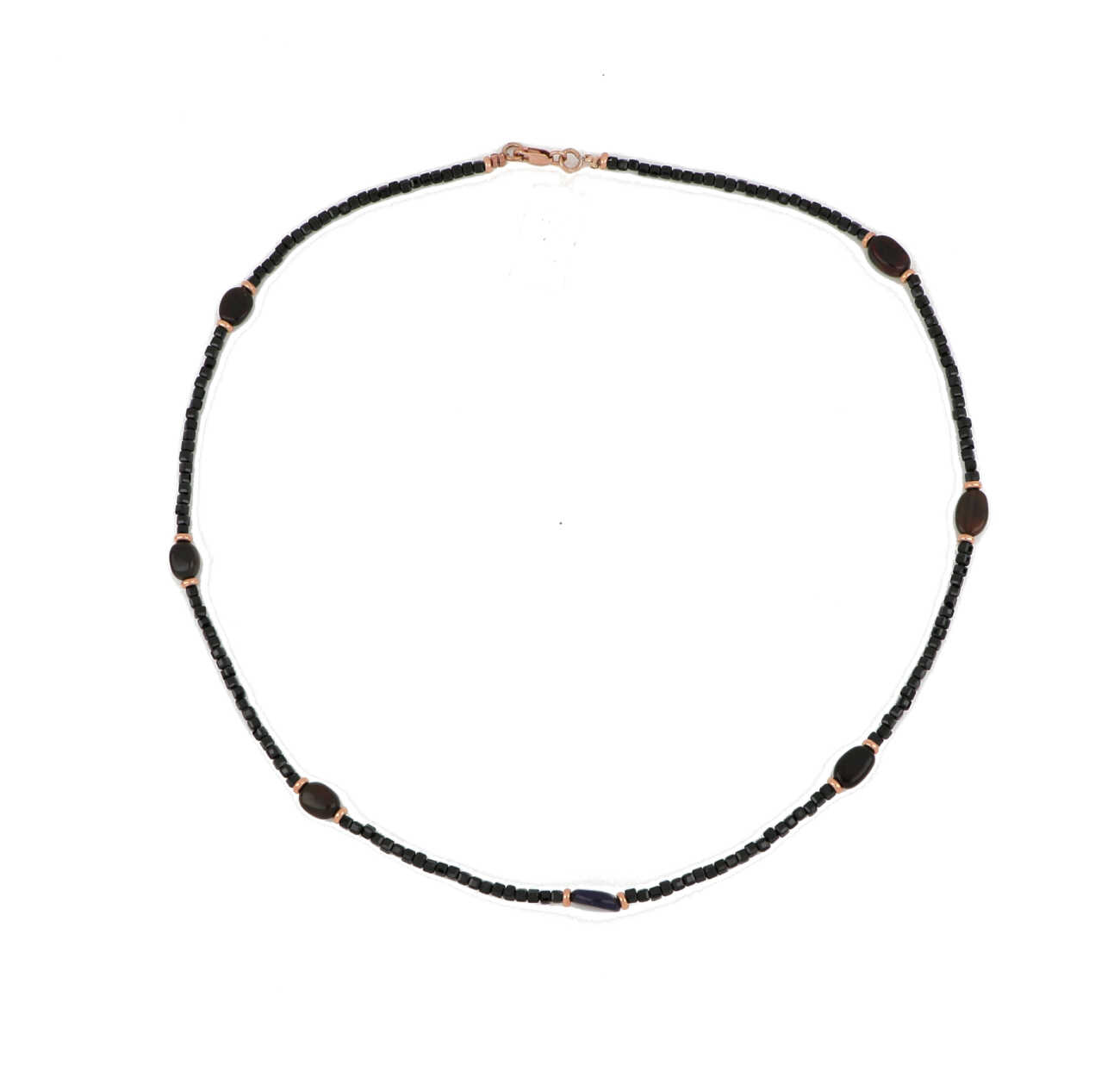 Collana in argento 925 rosato con opale e spinelli neri  VI007   Collane Girocolli