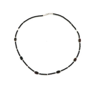 Collana in argento 925 con opale e spinelli neri VNI006 Collane Girocolli Collana in argento 925 con opale e spinelli neri VNI006 Collane Girocolli