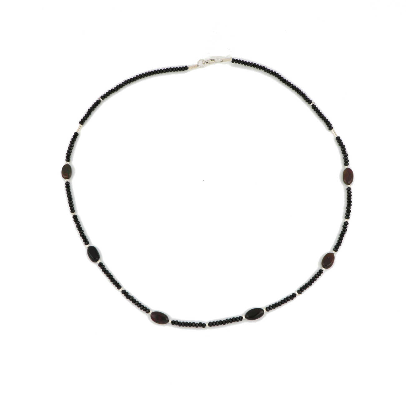 Collana in argento 925 con opale e spinelli neri  VNI006   Collane Girocolli