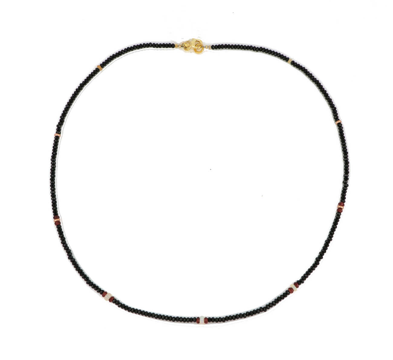 Collana in argento 925 dorato con opale spinelli neri e granato VNI008   Collane Girocolli