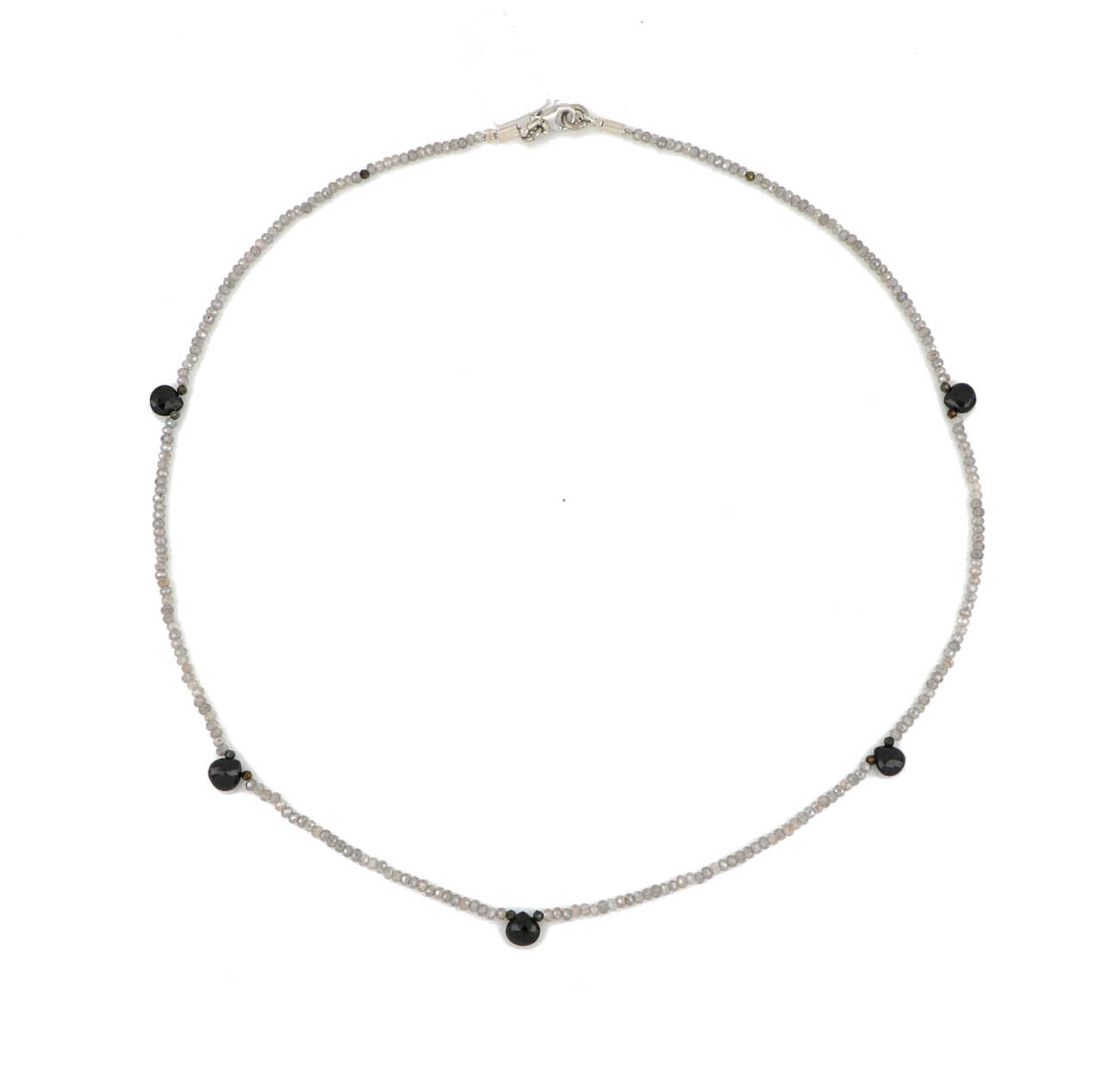 Collana in argento 925 con labradorite e spinelli neri  VNI005   Collane Girocolli