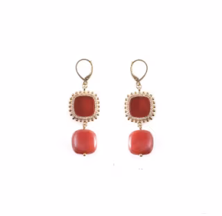Orecchini Murrina Murano in ottone acciaio corniola e vetro di murano  GM0427001  Orecchini Pendenti