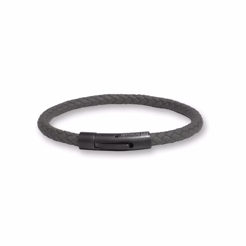Bracciale Borsari Gioielli in caucciù marrone e acciaio PVD titanio BR-RALKA02T5