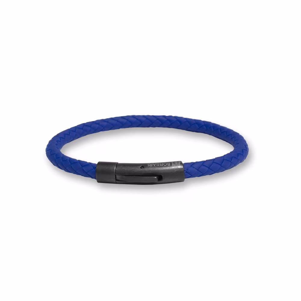 Bracciale Borsari Gioielli in caucciù blu' e acciaio PVD nero BR-RALKA07T5